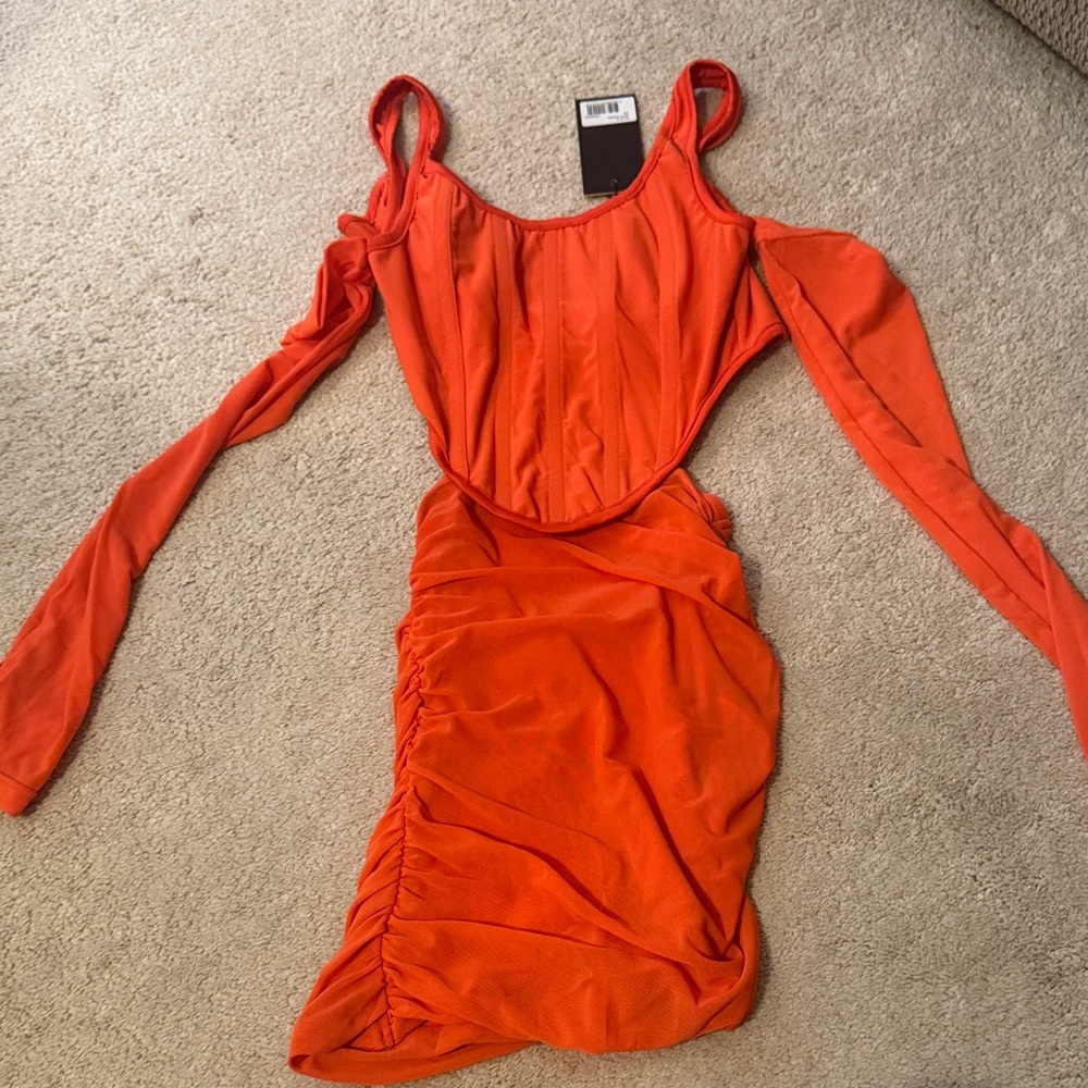 INTERMIX Vibrant Orange Long Sleeve Dress